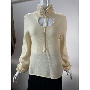 Privé Vintage Cashmere Women's Ivory Long Sleeve Keyhole Top Size M Blemishes